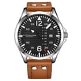 thumbnail image 1 of Reloj de cuarzo japonés Stuhrling Original 43 mm Caja plateada Esfera negra Correa de cuero marrón claro, 1 of 3