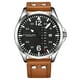 thumbnail image 1 of Reloj de cuarzo japonés Stuhrling Original 43 mm Caja plateada Esfera negra Correa de cuero marrón claro, 1 of 3