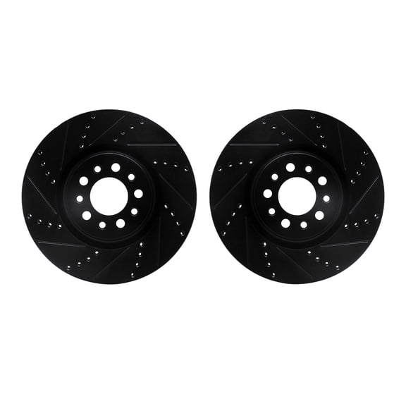 Dynamic Friction Company Front Brake Rotors-Drilled and Slotted-Black 8002-42003