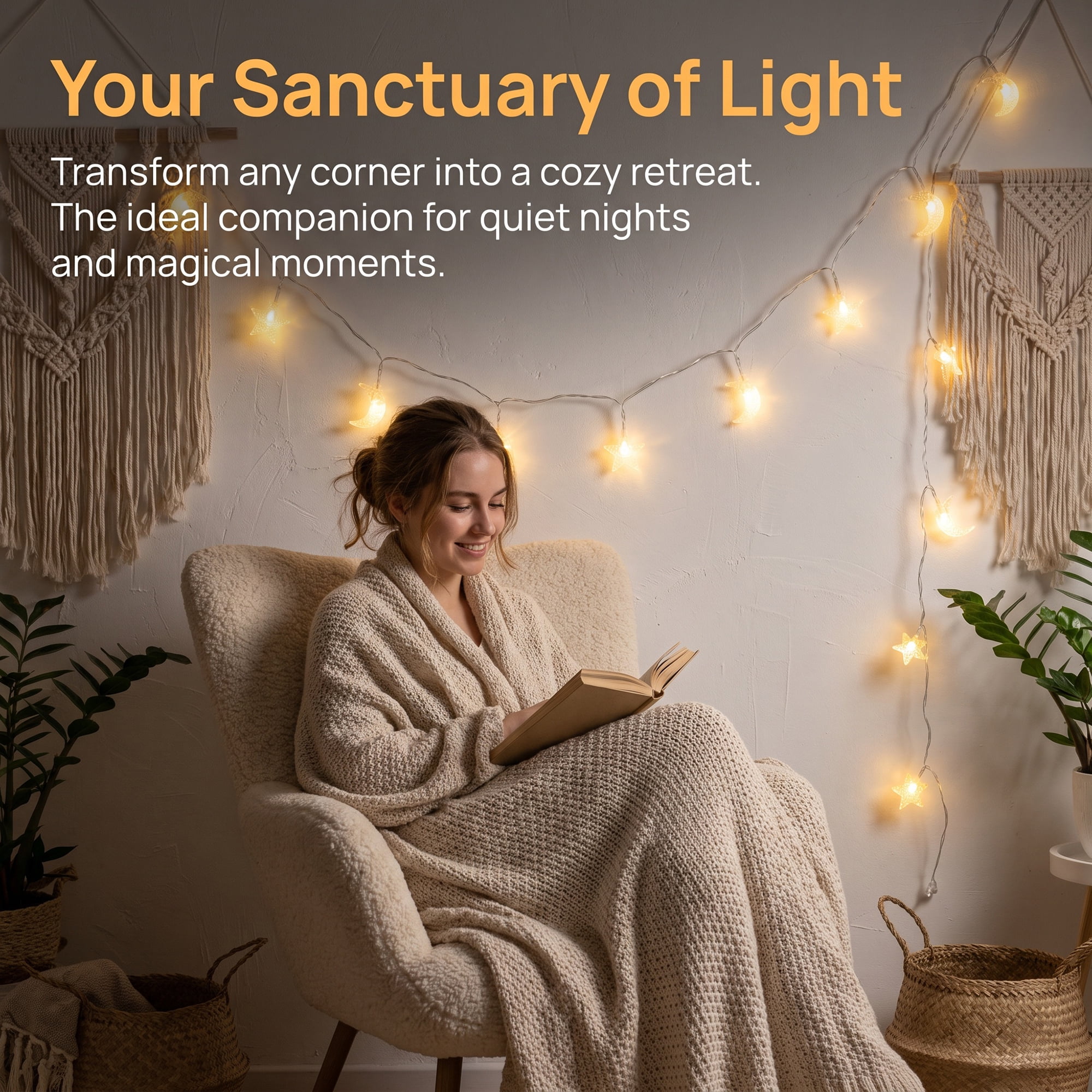 Unique Bargains Star and Moon Fairy Lights with Flexible Wire 6.6 ft USB Powered