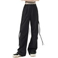 thumbnail image 2 of Women's Casual High Waist Wide Leg Pants with Bow Tie Detail for Everyday Wear Comfortable Loose Fit Retro Style Summer and Fall, 2 of 5