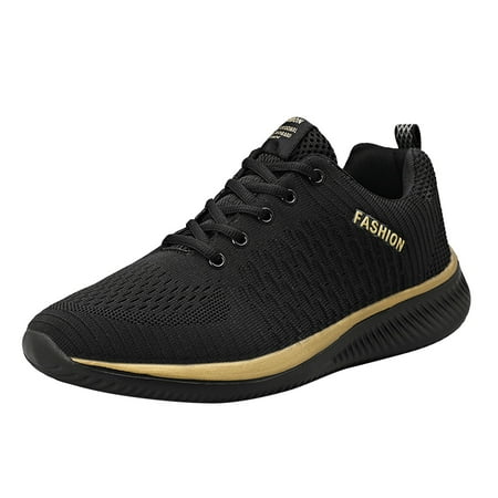 

eczipvz Girls Sneakers Outdoor Mesh Solid Color Breathable Sneakers for Women Wide Width (Gold 6.5-7 )