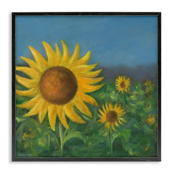 Stupell Industries Mellow Sunflower Garden Botanical & Floral Painting Black Framed Art Print Wall Art, 12 x 12