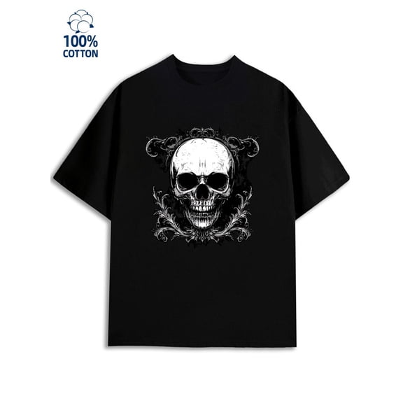 Skull Gothic Tee men 180G 100% Cotton black Original Unisex Shirt Cotton tshirts Retro Unisex Shirt Crewneck tshirts Fashion Unisex Shirt Graphic tshirts Trendy Unisex Shirt Printed tshirts