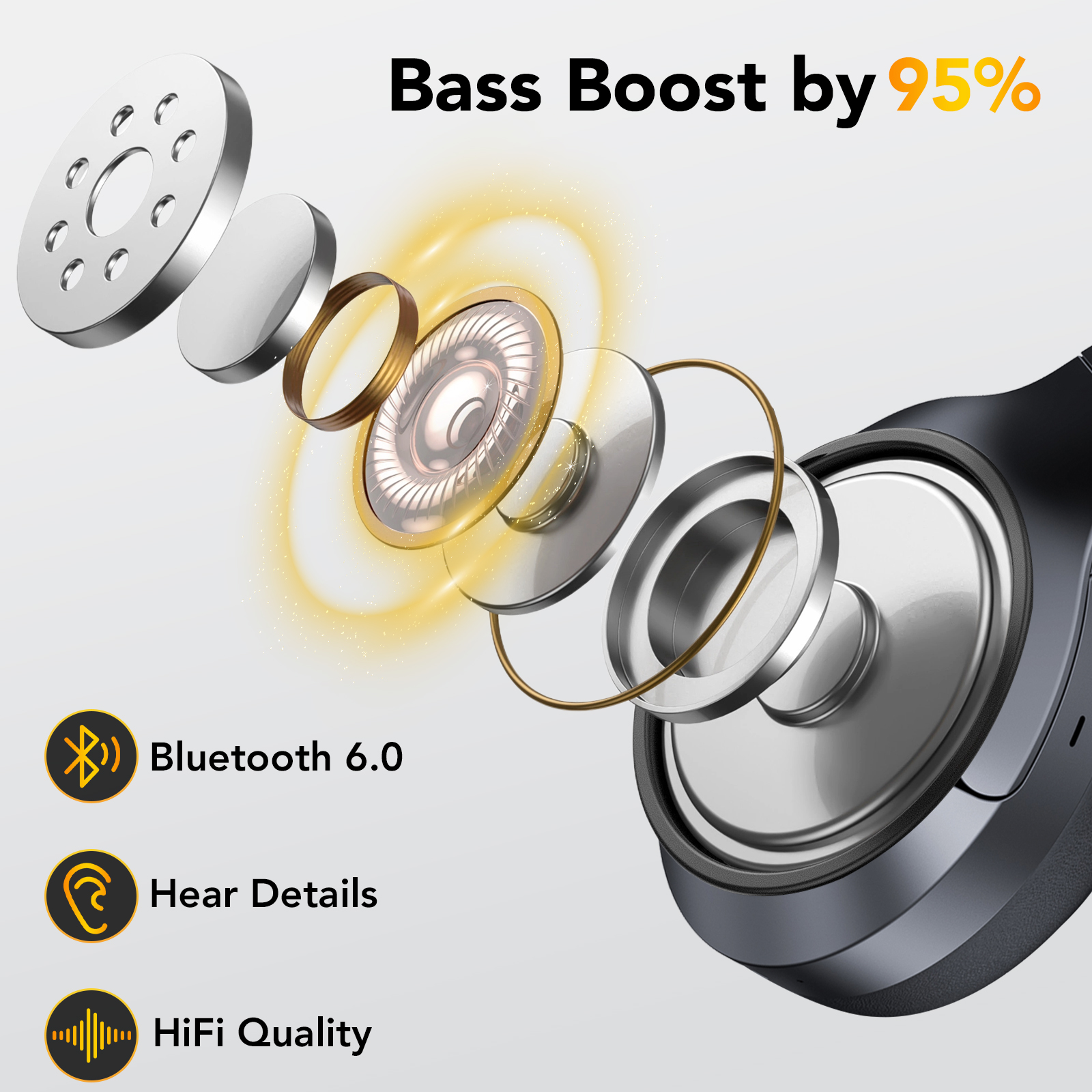 IKT Hybrid Active Noise Cancelling Headphones, 100-Hour Battery photo 7