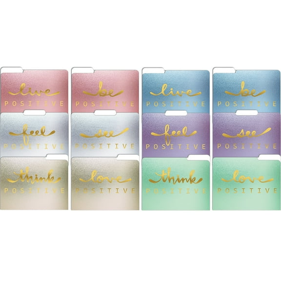 Better Office Gold Foil Positive Thoughts Heavyweight File Folders 1/3-Cut Tab Letter Size Assorted