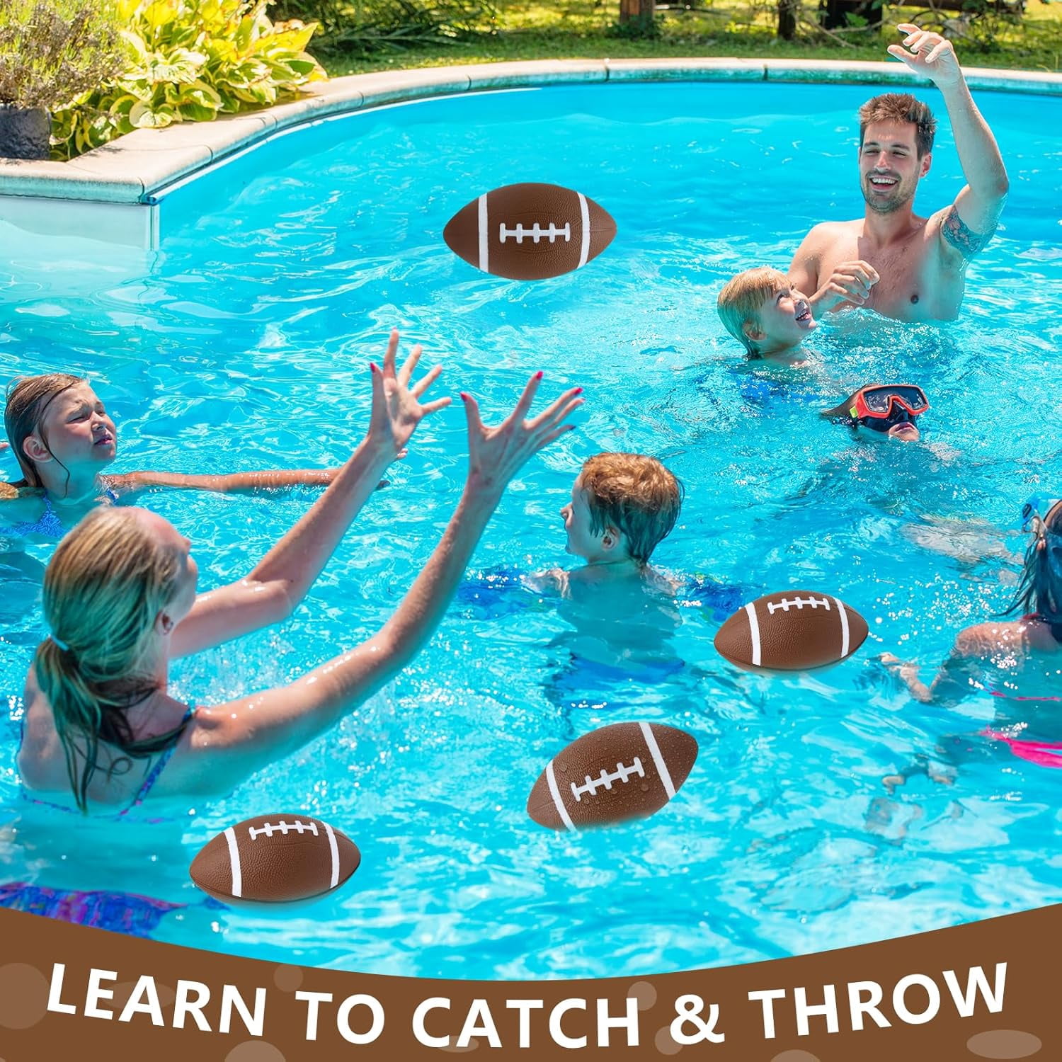 Magicorange 6 Pack Foam Football for Kids Youth Toddlers, 7" Soft Football for Indoor Outdoor Sports, Brown