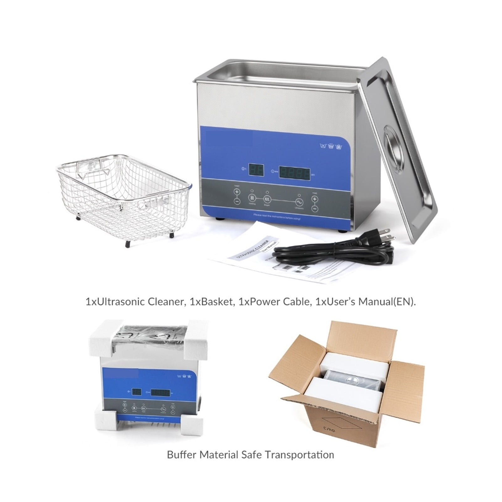 R3 Ultrasonic Cleaner 3L 100W With Digital Display Heating Degas Basket Ultrasonic Bath ,Strong Cleaning