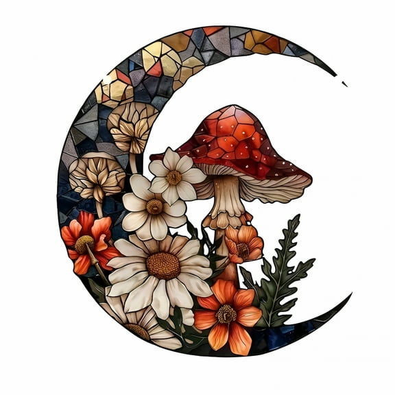 LAMIRO Boho Mushroom Window Decor - Acrylic Mushroom Wall Hanging Art - Unique Ornament Gift for Mom - Nature-Inspired Home Decor - Whimsical Window Decoration Color