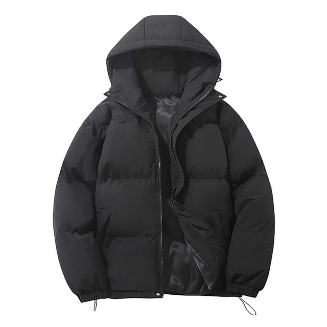 Kcodviy Manteau d'Extérieur pour Homme Long en Duvet Veste pour Homme Manche à Revers Col Rabattu Hiver pour Homme Poche Couleur Unie Duvet Duvet Manteau Rembourré pour Homme Veste Automne et Hiver Manches Roulées Veste Utilitaire Unisexe Jac