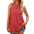 thumbnail image 1 of Gibobby Mujeres Sleeveveless Loose Tank V Cuck Straps Casual Flowy Tunic Camis Top(Rojo de la sandía,CH), 1 of 5