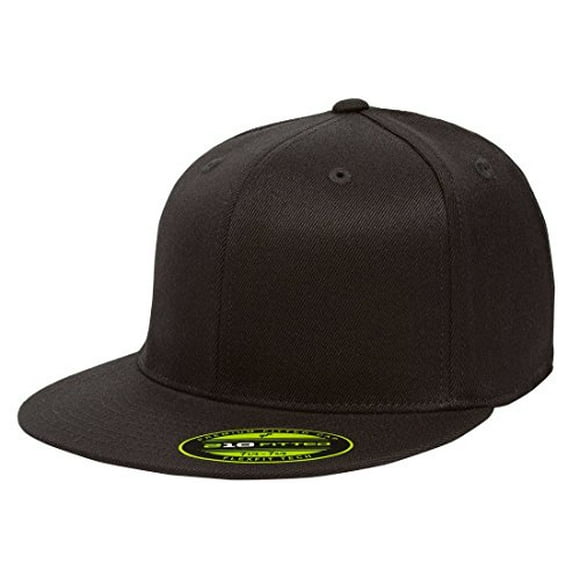 Original Blank Flexfit Flatbill Premium Fitted 210 Hat Cap Flex Fit Flat Bill Large/Xlarge - Black