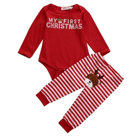 

jaweiw Baby 2Pcs Christmas Clothes Set Long Sleeve Romper Long Pants Xmas Outfits