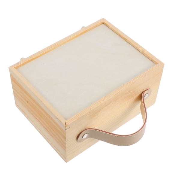 WORGEOUS Wooden Keepsake Box With Handle And Slide Lid Rustic Unfinished Painting Display Box Portable Candy Storage Container For Wedding Birthday Party Supplies