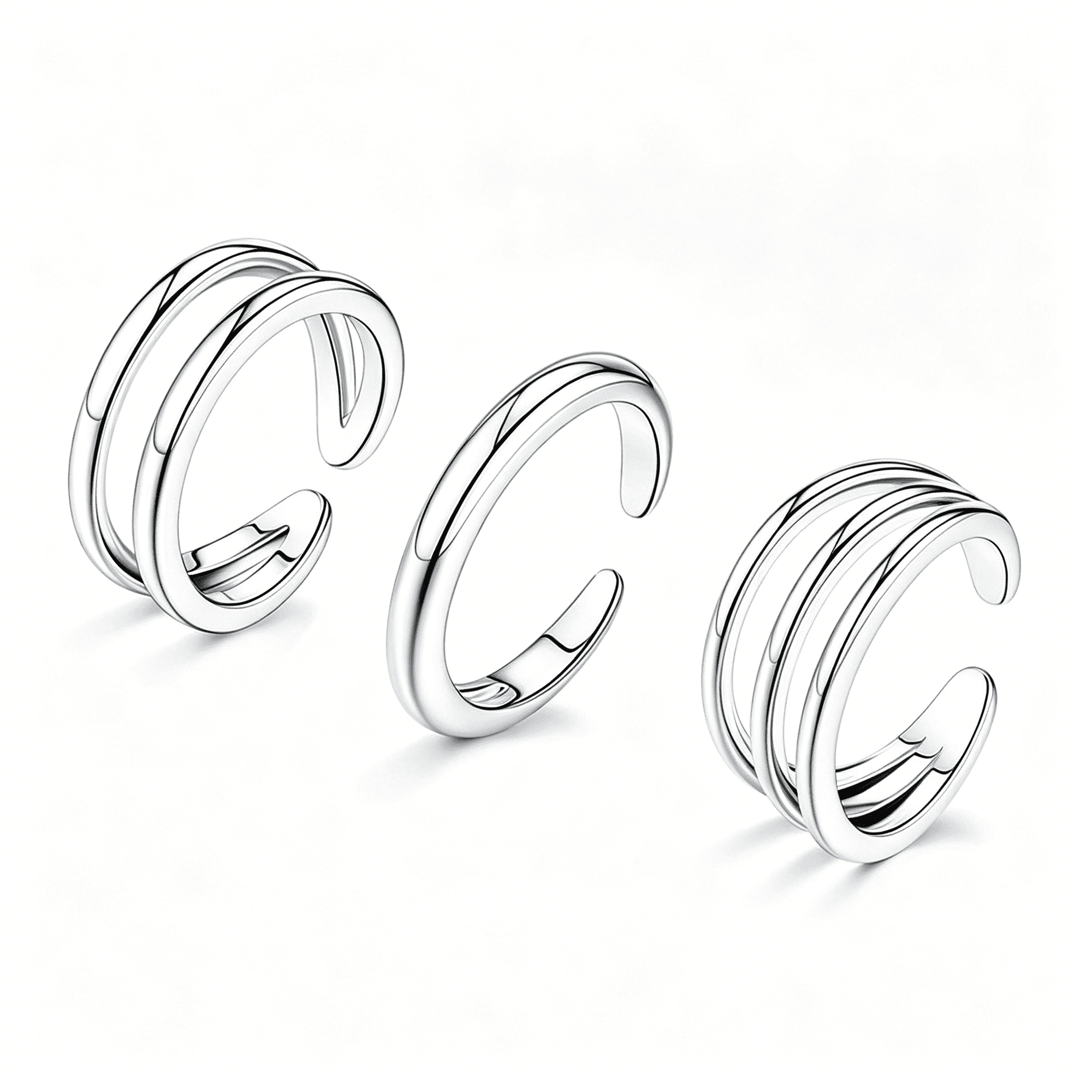 DESIGNICE 3Pcs Toe Rings for Women Non Tarnish - Adjustable 14K Gold Plated Toe Ring Silver Dainty Open Toe Rings Set Waterproof Summer Beach Foot Jewelry