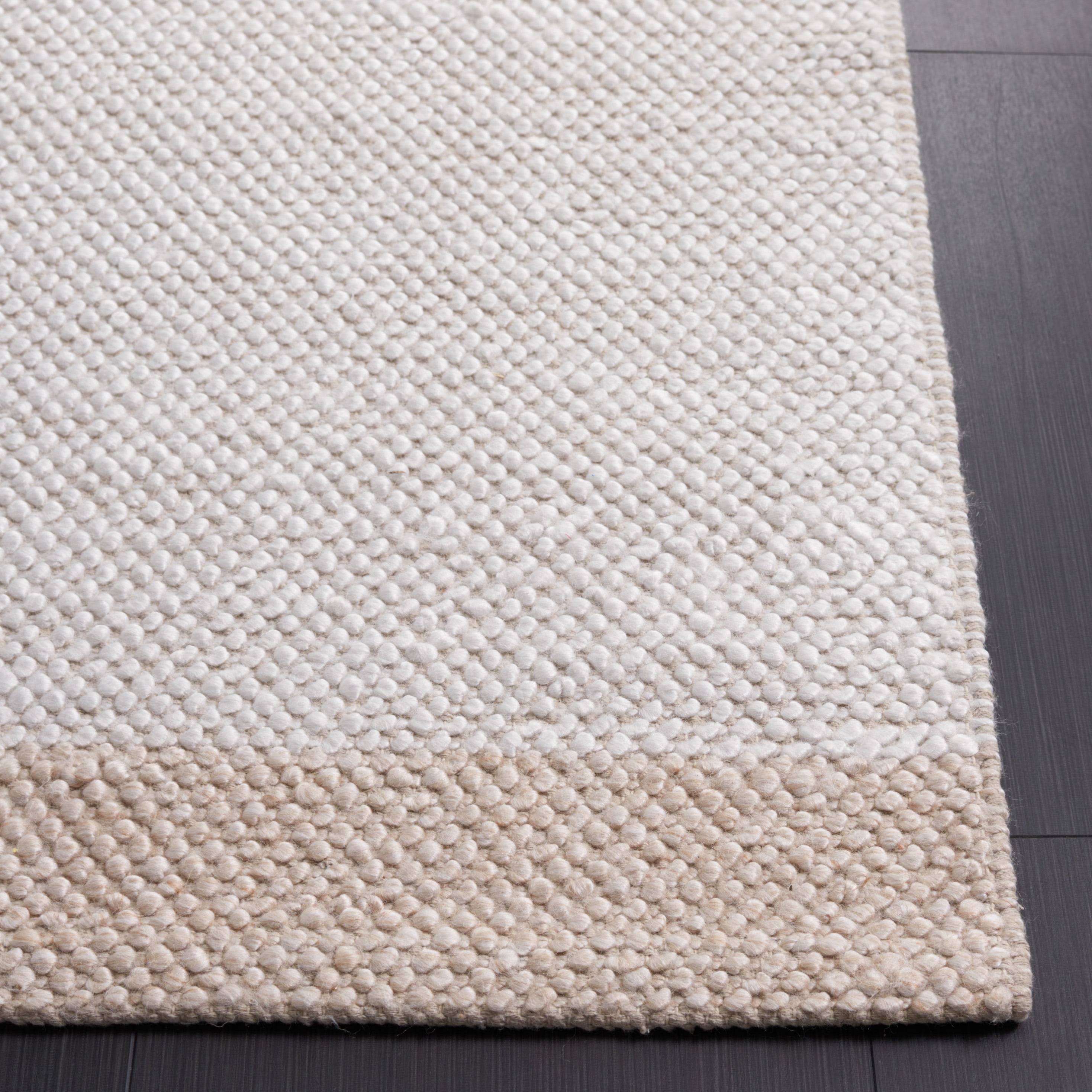 SAFAVIEH Natura Marina Striped Wool Area Rug, Ivory/Beige, 6' x 6' Square