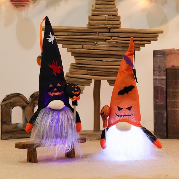 Halloween Gnome Wizard Spider Ghost Decor Plush Faceless Doll Handmade Tomte Scandinavian Ornaments, Halloween Table Decorations Gifts, Tabletop Ornament