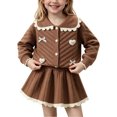 thumbnail image 3 of Kezqiaxn Travel Sets for Girls Fall Outfits Collared Knit Top and Skirt 2 Piece Matching Set Trendy Clothes Size 1-8, 3 of 6