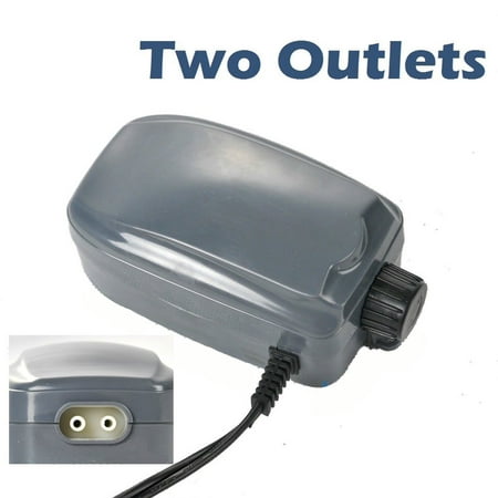 48 GPH Aquarium Air Pump Two Outlets Adjustable Up to 120