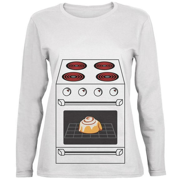 Halloween Costume Pregnant Bun in the Oven Ladies' Relaxed Jersey Long-Sleeve Tee White SM
