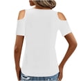 thumbnail image 6 of RYRJJ Womens Summer Cold Shoulder Tops Short Sleeve V Neck T Shirts Loose Dressy Casual Tunic Blouses Criss Cross Tees(White,L), 6 of 9