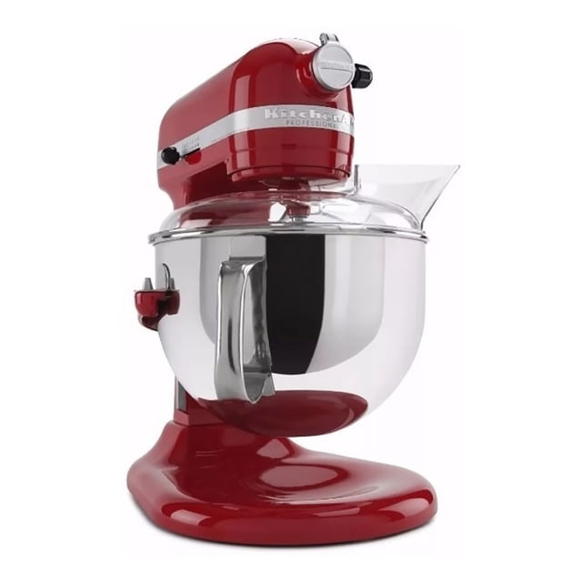 batidora kitchenaid 10 velocidades kitchen aid 5.75 l tazon elevable rojo Batidora de pie roja, vista frontal 3/4 con tazón elevable de acero inoxidable 5.75 L (6 Q), cuerpo brillante, perilla de 10 velocidades y salpicadera transparente; motor 100% metal para funcionamiento silencioso y duradero, adecuada para mezclar, batir y amasar.