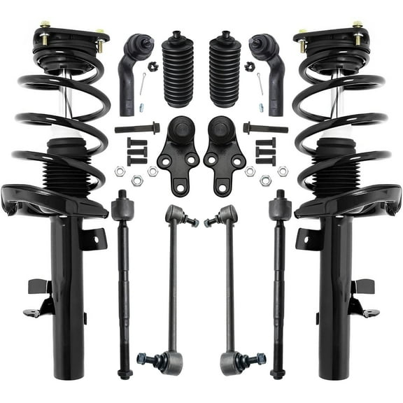 Detroit Axle - Front Struts & Coil Springs Sway Bar Links Tie Rods Lower Ball Joint Boots Replacement for 2013-2018 Ford Focus S SE Titanium