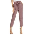 thumbnail image 2 of Lixiuxyad Women Drawstring Pants Women's Casual Pants High Waisted Trousers For Daily Wear Vacation Comfortable Tied Waist 9 Length Cropped Pants With Bow Detail Beige, 2 of 5