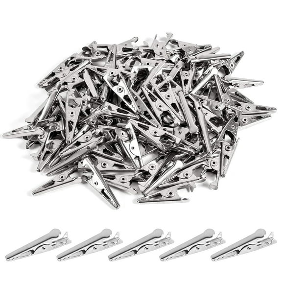 RUseeN 100Pcs Mini Clamps Alligator Clips for Crafts & Electrical,Small Metal Clips for Joints 1.06IN Alligator Clamp for Crafting, Gator Clips Clamps Bulk for Crafts Holding
