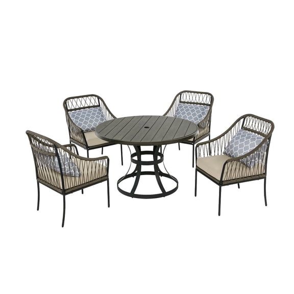 Best Quality Furniture 5 Piece Outdoor Patio Set in Gray Steel Metal