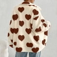 thumbnail image 4 of WTOBBY Women's Loose Winter Cardigan with Long Sleeve, Zipper Front, Solid Color, and Heart Print Plush Jacket,Khaki S, 4 of 5