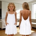 thumbnail image 2 of gdxvjhbj Robes pour Tout-Petits pour Filles Robe Fille Décontractée Col Rond Ligne A Manches à Volants Longueur Genou Robes Taille 6-7 (Blanc, 6-7 Ans), 2 of 7