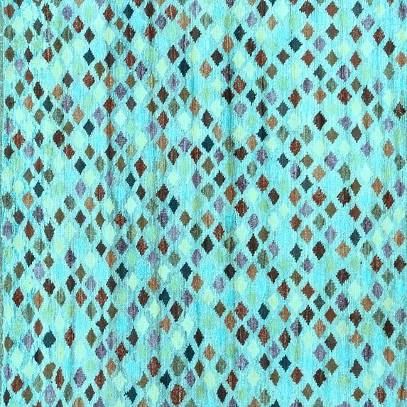 Ahgly Company Indoor Square Abstract Light Blue Contemporary Area Rugs, 5' Square