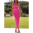 thumbnail image 3 of Faithtur Robe Longue Moulante pour Femmes, Patchwork, Sans Manches, Robe Camisole, Été, Dos Nu, Fente, Robe de Soirée, 3 of 7