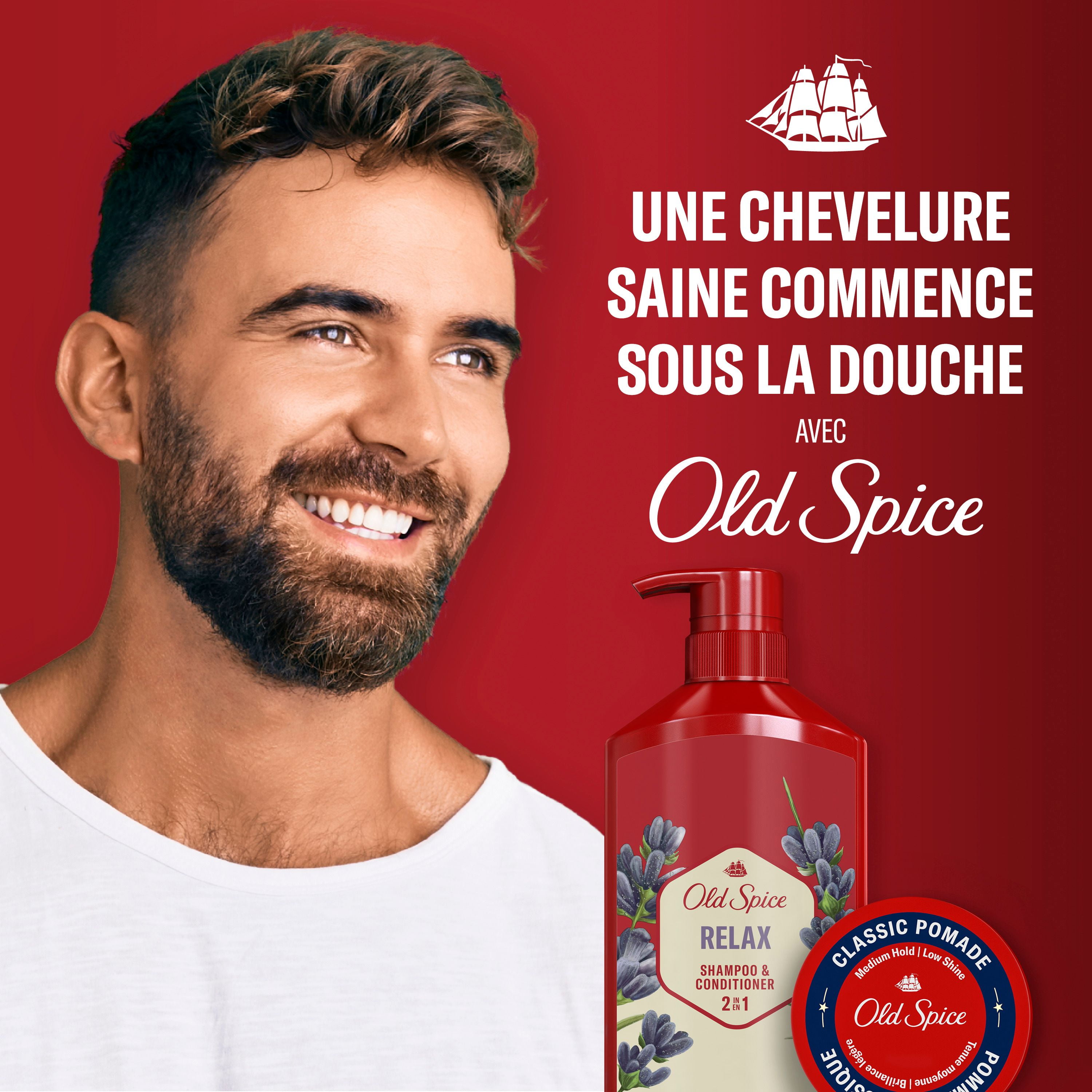 Shampooing et revitalisant 2 en 1 pour hommes Old Spice Relax avec lavande, pour des cheveux épais et sains 650ML
