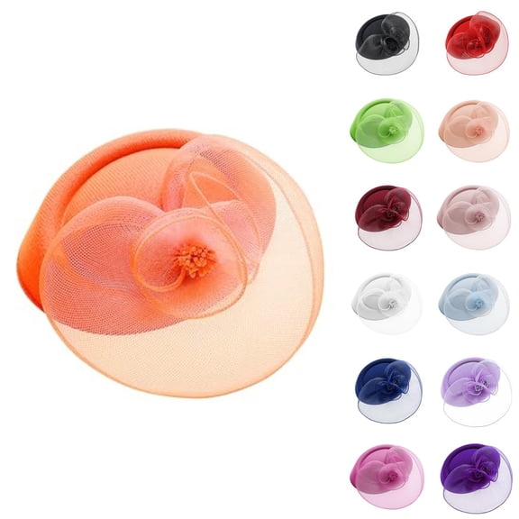 Black Fascinator Hat women headscarf Derby Tea Party Hat Flower Mesh Feathers Headband Headwear Hair Clip One Size