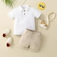 thumbnail image 2 of oqasdz Baby Boy Outfits Toddler Short Sleeve Lapel Solid Color Polo Shirt and Casual Shorts Athleisure Outfit Sets Size 18-24 M, 2 of 7