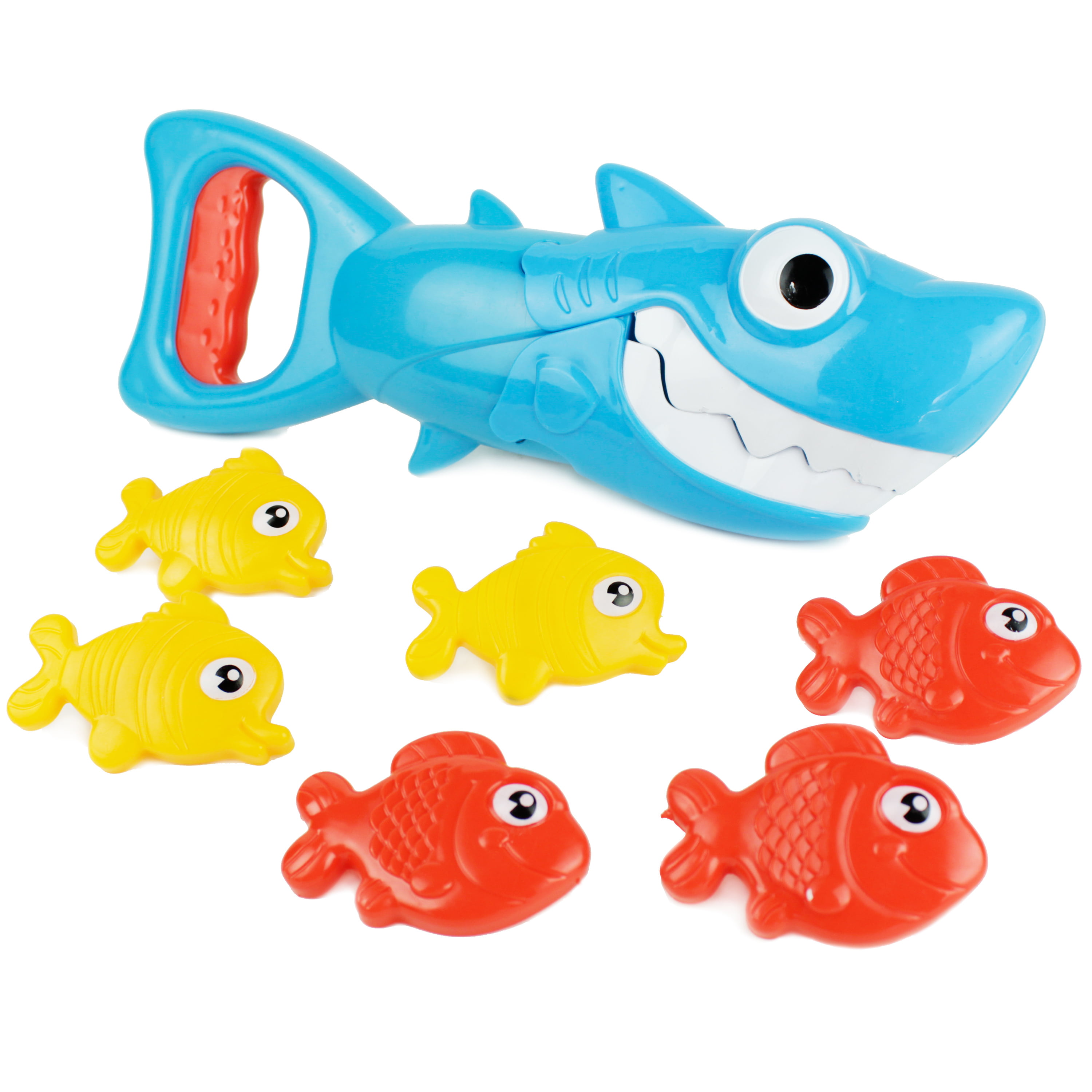 Boley Shark Grabber Bath Toy Game for Kids Great White Shark with Teeth Biting Action Includes 6 Sinking Fish