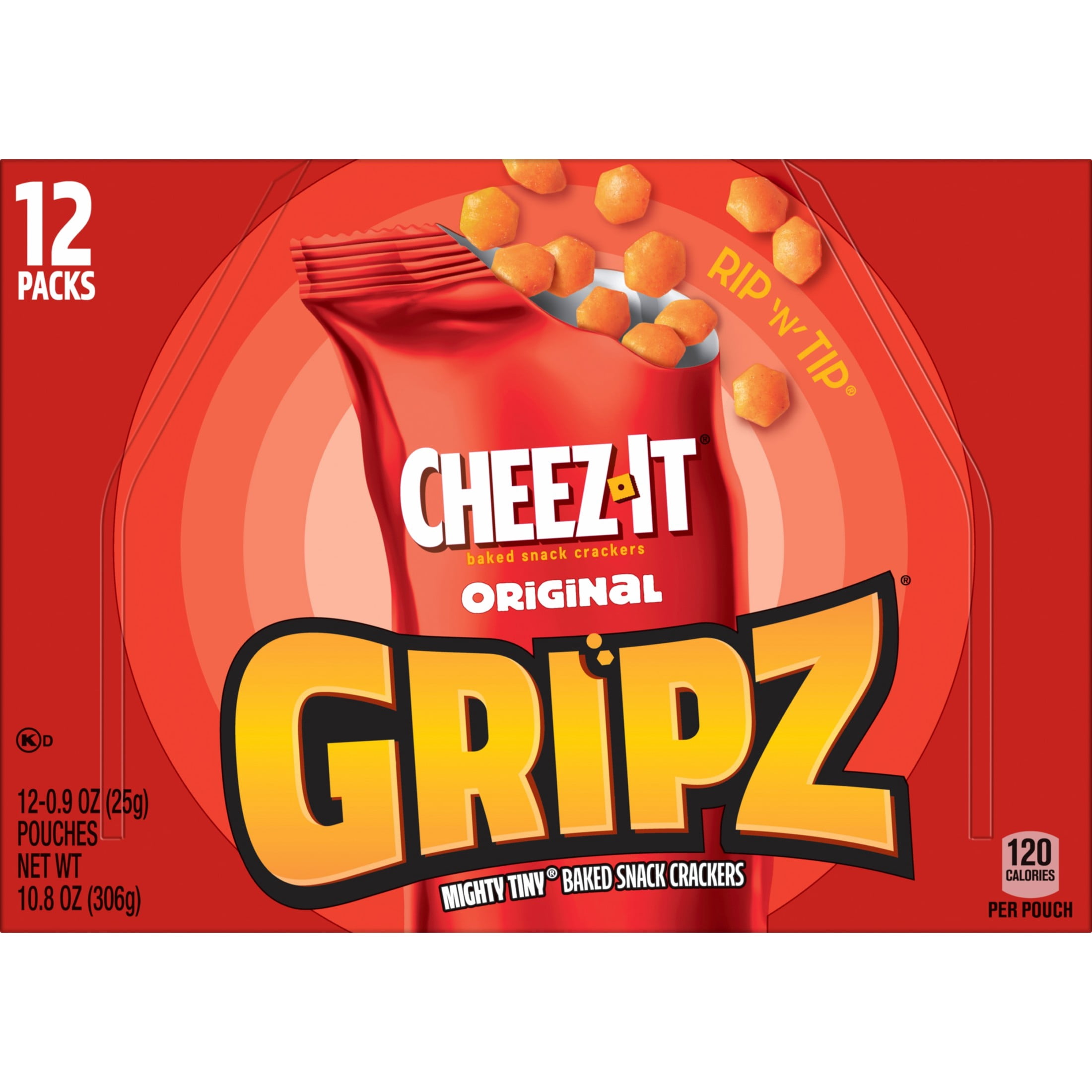 Cheez-It Gripz Original Baked Snack Crackers, Mini Crackers, 12 Count