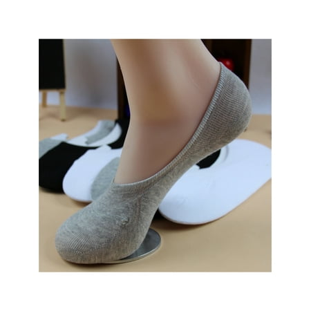 Grey 6 Pairs Men Boat Invisible No Show Nonslip Liner Low Cut Cotton Socks
