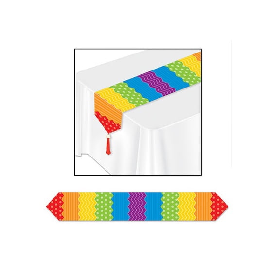 Party Central Club Pack of 12 Multi-Color Striped Table Runners 72"