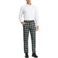 thumbnail image 2 of Lars Amadeus Men's Business Plaid Lightweight Regular Fit Flat Front Checked Pants, 2 of 6