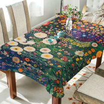 Yayeee Tablecloths 60" x 60" Rectangle Wrinkle Resistant Party Table Cover, White Floral Garden