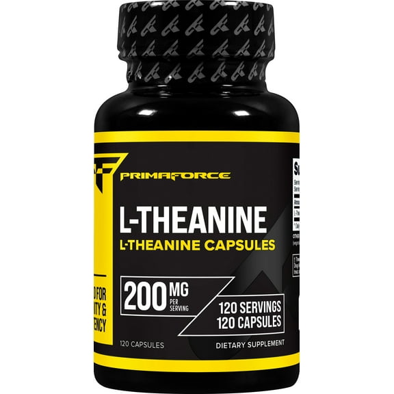 Primaforce L-Theanine Capsules (120 Capsules, 200mg L-Theanine Per Serving) - Theanine Amino Acid Supplement