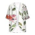 thumbnail image 4 of DDAPJ pyju Womens Chiffon Kimono Cardigan Dressy Casual 3/4 Sleeve Open Front Duster Cardigans Lightweight Beach Swimsuit Cover Ups 2025 Summer Resort Wear Beige L, 4 of 4