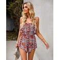 thumbnail image 5 of NAYTOAO Women's Bohemian Print Strapless Tube Top Romper, Ruffle Smocked Waist Summer Short Jumpsuit, 5 of 7