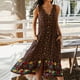 thumbnail image 3 of Vestido Floral De Verano, Vestido Floral Midi Con Dobladillo Con Volantes Sin Mangas Con Cuello En V Para Vacaciones YLSHRF Otros, 3 of 6
