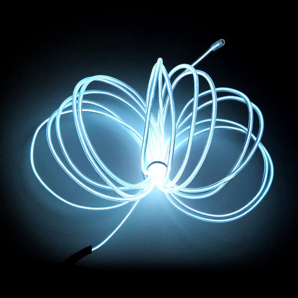 Tira de luces de neón MaxLax EL Wire blanca de 10 m con paquete de baterías