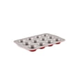 thumbnail image 1 of Molde para 12 cupcakes Farberware. Acero con antiadherente, rojo, 1 of 6