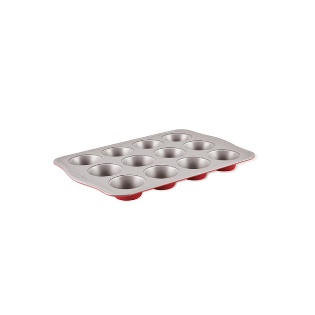 Molde para 12 cupcakes Farberware. Acero con antiadherente, rojo